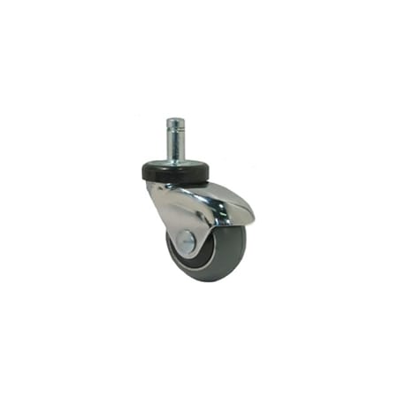 Casterhq 2" Gray Rubber, Chrome LUX Furniture Caster CH2CGR